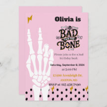 Bad two the bone second birthday invitation