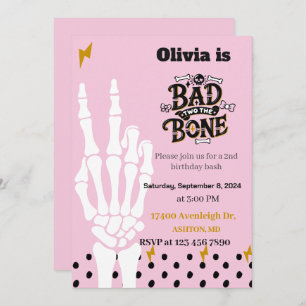 Bad two the bone second birthday invitation
