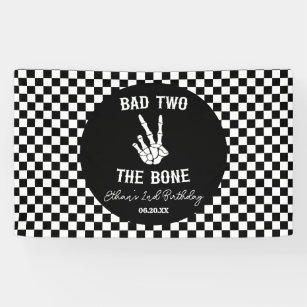 Bad Two The Bone Skeleton 2nd Birthday Party Banner