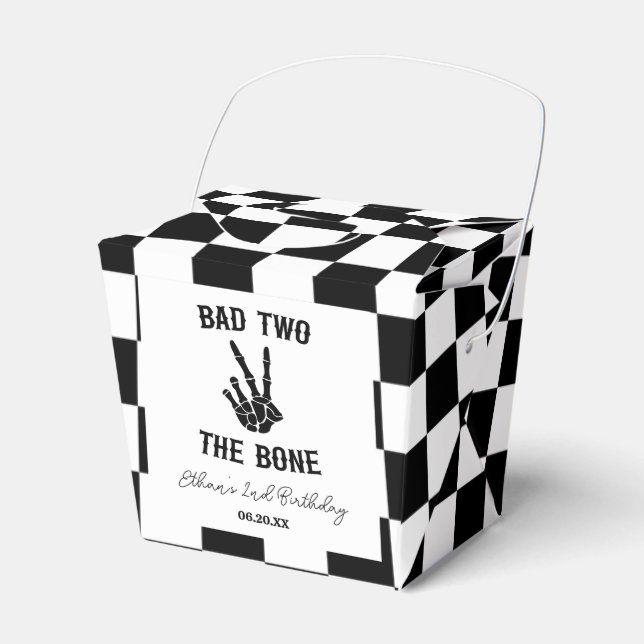 Bad Two The Bone Skeleton 2nd Birthday Party Favor Box (Front Side)