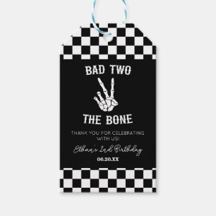 Bad Two The Bone Skeleton 2nd Birthday Party Gift Tags