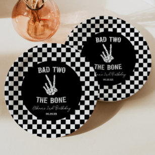 Bad Two The Bone Skeleton 2nd Birthday Party Paper Plate