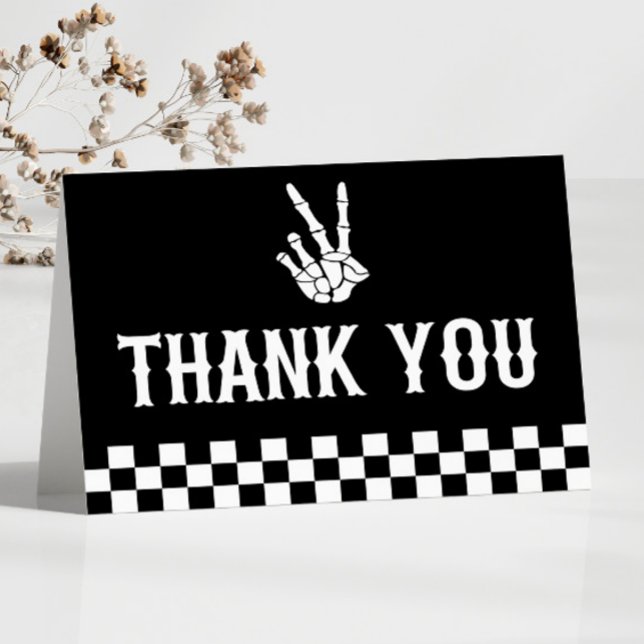 Bad Two The Bone Skeleton 2nd Birthday Party Thank You Card (Creator Uploaded)