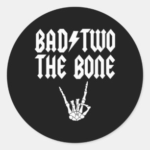 Bad Two The Bone Skeleton Hand Family 2nd Birthday Classic Round Sticker