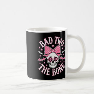Bad Two The Bone Skull Pink Bow Stars Coffee Mug