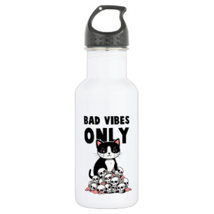 Bad Vibes Only – Cat & Skulls 532 Ml Water Bottle