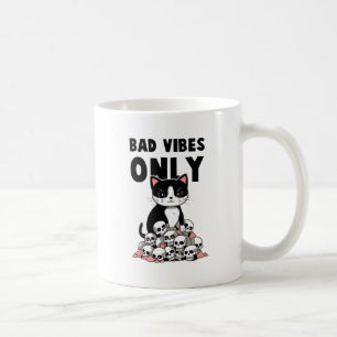 Bad Vibes Only – Cat & Skulls Coffee Mug