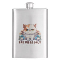 Bad Vibes Only – Fierce Cat & Skulls Gothic Design
