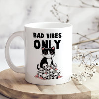 "Bad Vibes Only" Funny Angry Cat