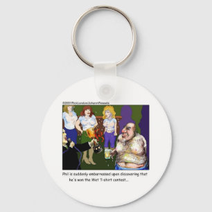 Bad Wet Tee Contest Funny Cartoon Gifts & Tees Keychain