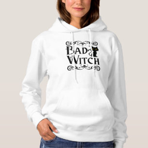 bad Witch black cat black and white Halloween Hoodie