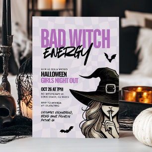 Bad Witch Energy Girls Night Out Halloween Party Invitation