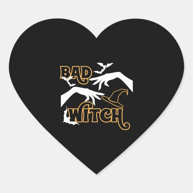 Bad Witch Funny Halloween Costume For Women Heart Sticker (Front)