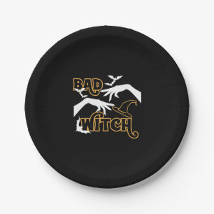 Bad Witch Funny Halloween Costume For Women Paper Plate