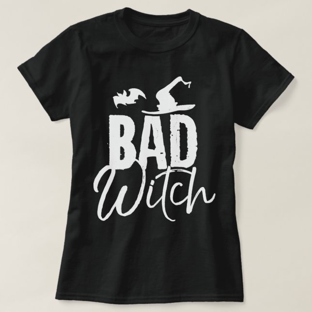 Bad Witch Funny Halloween Party Couples Costume Lo T-Shirt (Design Front)
