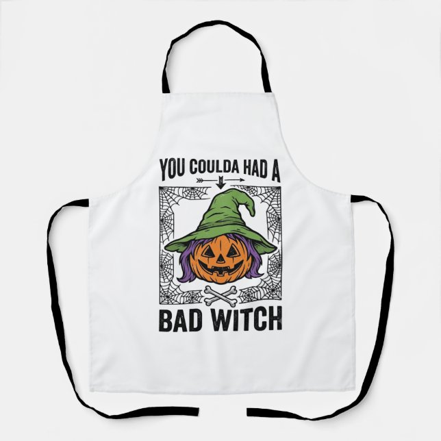 Bad Witch Funny Halloween Pumpkin Witch_1 Apron (Front)