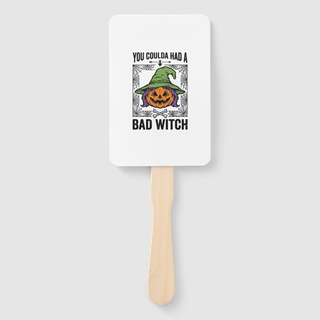 Bad Witch Funny Halloween Pumpkin Witch_1 Hand Fan (Front)