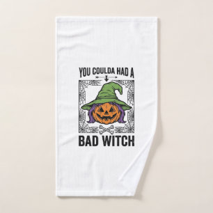 Bad Witch Funny Halloween Pumpkin Witch_1 Hand Towel