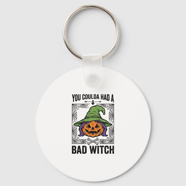 Bad Witch Funny Halloween Pumpkin Witch_1 Keychain (Front)