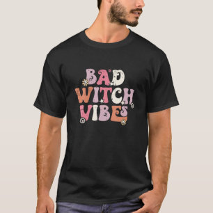 Bad Witch Halloween Costume Retro Skull Girls Wome T-Shirt