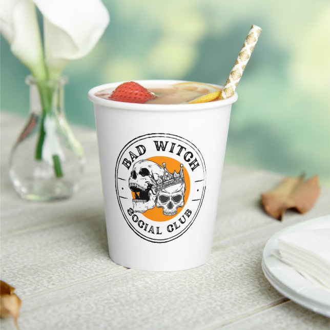 Bad Witch Social Club black and orange Paper Cups (Insitu)