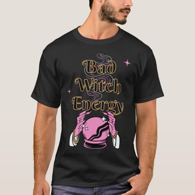 Bad Witch Spooky Halloween Adult Graphic Energy T-Shirt (Front)
