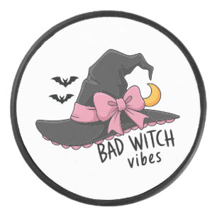 Bad Witch Vibes – Cute Witch Hat Hockey Puck