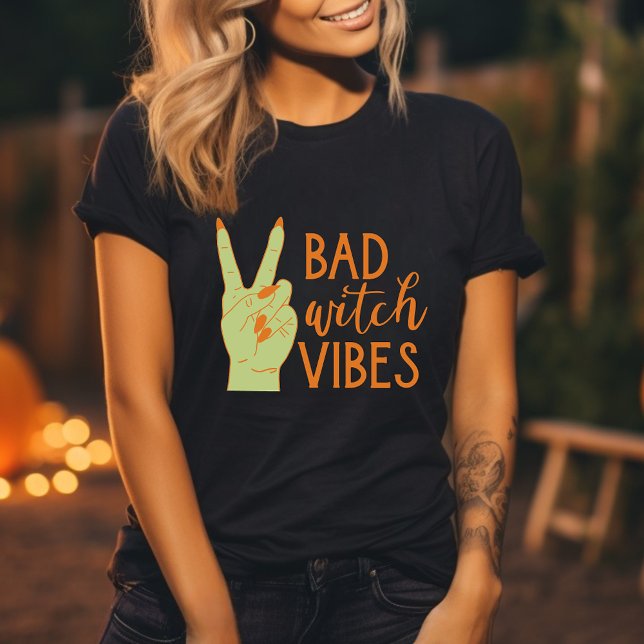 Bad Witch Vibes Modern Womens Halloween T-Shirt (Creator Uploaded)