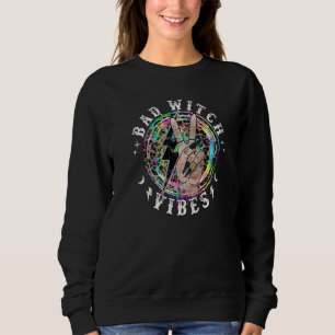 Bad Witch Vibes Peace Hand Leopard Witches Gothic Sweatshirt