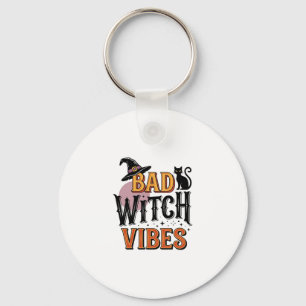 Bad Witch Vibes Vintage Halloween Shirt Design_1 Keychain