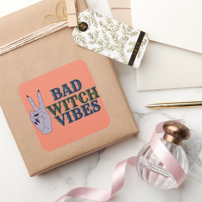 Bad Witch Vibes Witchy Hands Square Sticker (Gifting)