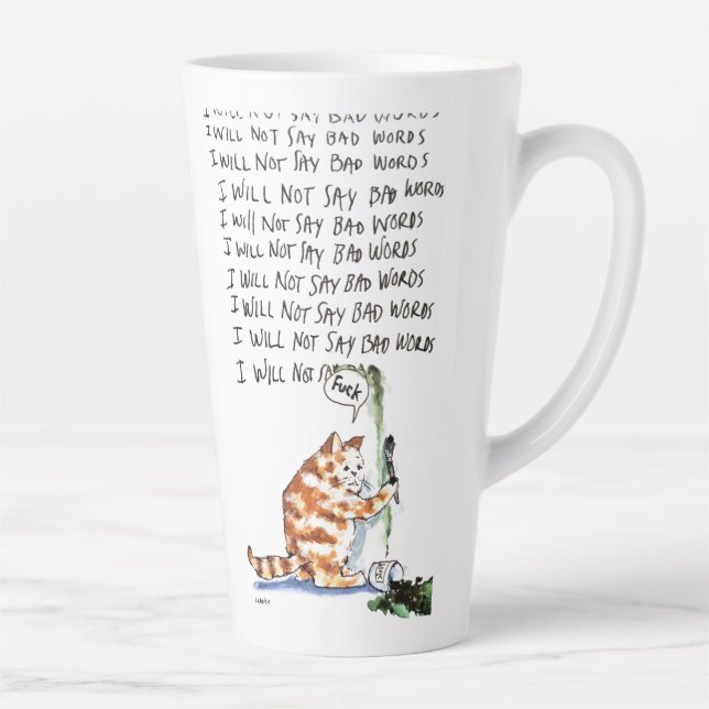 Bad Word Cat Latte Mug (Right)