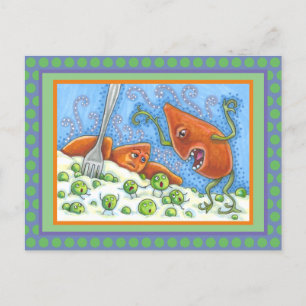 BAD YAM YELLING AT PEAS, FUNNY THANKSGIVING MEAL POSTCARD