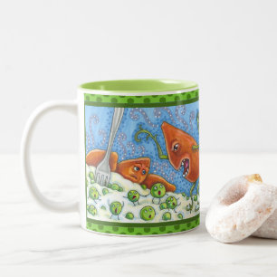 BAD YAM YELLING AT PEAS, FUNNY THANKSGIVING MEAL Two-Tone COFFEE MUG