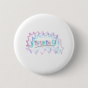 Badabing Hand Drawn Minimal Dry Erase Doodle 2 Inch Round Button