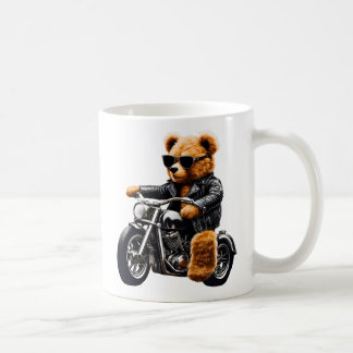 Badass Biker Teddy Bear Art – Funny Leather-Clad Coffee Mug