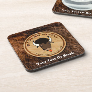 Badass Bison Farm Logo Coaster