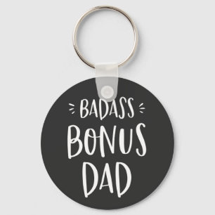 Badass Bonus Dad Cool Stepdad Gift for Stepfather Keychain