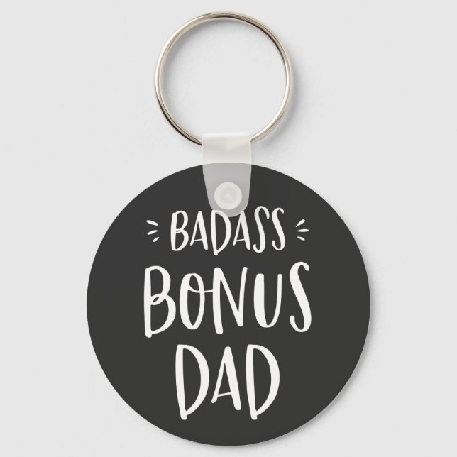 Badass Bonus Dad Cool Stepdad Gift for Stepfather Keychain (Front)