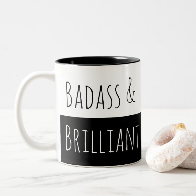 Badass & Brilliant Morning Two-Tone Coffee Mug (With Donut)