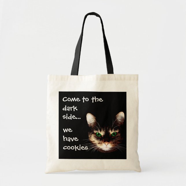 Badass Cats - "The Dark Side has Cookies" Tote Bag (Front)