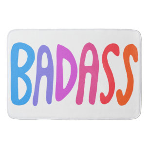 BADASS Colorful Cool & Fun WHITE Bath Mat