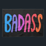 BADASS Colourful Cool & Fun BLACK Kitchen Towel<br><div class="desc">Check out this sweet and colourful art,  hand made by me for you! Feel free to add your own text or change the colours. Visit my shop for more!</div>