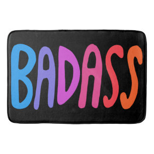 BADASS Colourful Cool & Fun Stripes BLACK Bath Mat