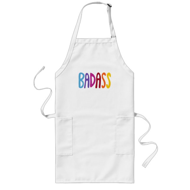 BADASS Colourful Fun Lettering  Long Apron (Front)