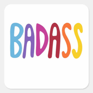 BADASS Colourful Fun Lettering Square Sticker