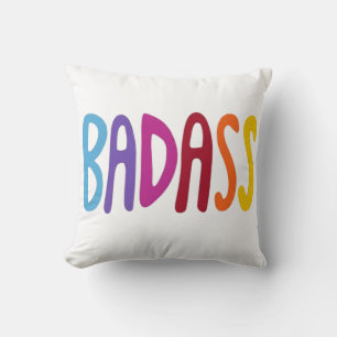 BADASS Colourful Fun Lettering Throw Pillow