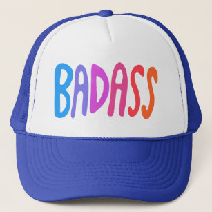 BADASS Colourful Rainbow Handlettering Design Trucker Hat