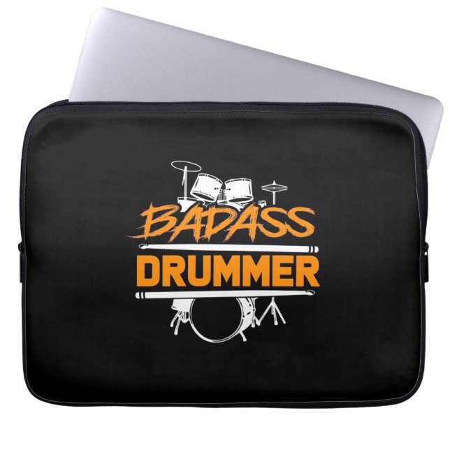 Badass Drummer Laptop Sleeve (Front)