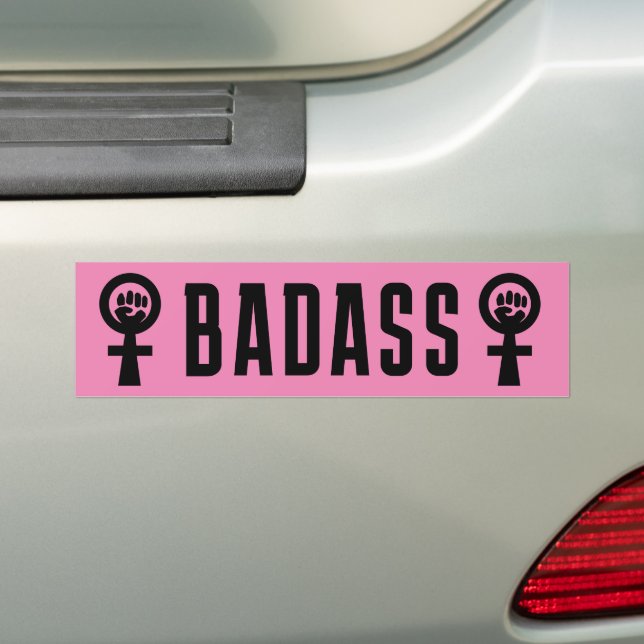 Badass Feminist Bumper Sticker (On Car)